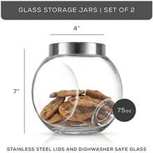 JoyJolt Tarro de galletas de todos los lados JoyJolt. Juego de 2 tarros de galletas para mostrador de cocina con tapas, tarro de caramelos, contenedor de golosinas para perros(default) - Multicolor - Ver 3