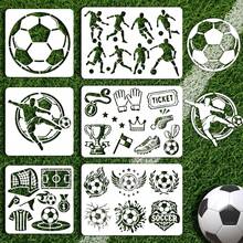 INFUNLY 6Pcs Eagles Painting Stencil For Wall Reusable Wall Stencils Forests Walls Template For Painting 7.87x7.87, 8.27x11.69 Feathers Templates For Crafts Cement Wood Furniture Home Decor - 6PCS Soccer - 查看 1