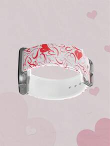 1pc Graffiti Pink Line Heart Soft Elastic Breathable Comfortable Replacement Wristband Strap For Apple Watch 38mm 40mm 41mm 45mm 44mm 42mm 49mm, Fashionable Casual Multi-Color Silicone Watch Band Compatible With Apple Watch Ultra Series S10/SE/9/8/7/6/5/4/3/2/1 Smartwatch Accessories - Multicolor - View 5