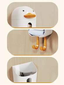 Caixa de Armazenamento com Tampa Montada na Parede com Desenho de Pato, Sem Furos | Organizador de Roupas Íntimas, Armazenamento de Meias, Acessórios de Banheiro, Organizadores de Itens Domésticos, Itens de Armazenamento de , Presentes, Decoração de Casa - Multicolorido - Visão 5
