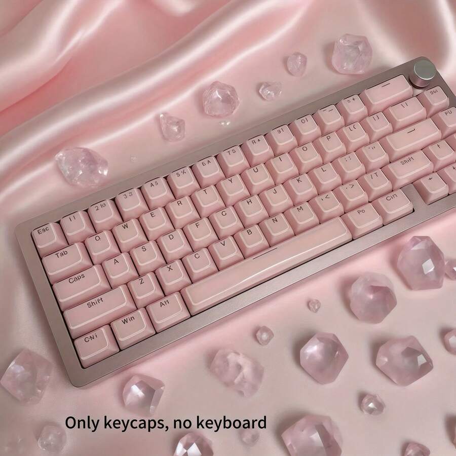 136 Keys PBT+PC Doubleshot Translucent Keycap Set, Pink & White Gradient, High Quality Compatible With MX Mechanical Switches, Suitable For 61/64/68/75/87/98/104/108 Keys Mechanical Keyboards - Pink - View 1