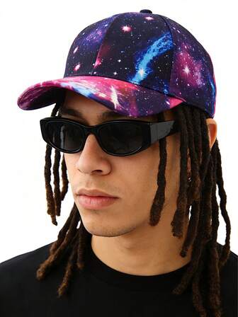 1pc Unisex Starry Sky Baseball Cap - Adjustable Snapback Hip Hop Couple Style, Street Fashion Unisex Design, Starry Print, Suitable For Outdoor, Sports, Sun Protection