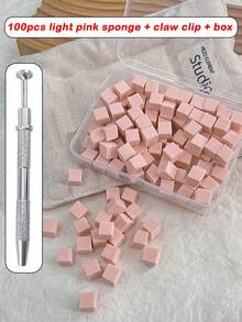 100pcs Mini Sponge Blocks With 4-Claw Tweezers, Stainless Steel Manicure Tools - Manicure Gradient Color Sponge, Gradient Nail Polish Tools, Gel Nail Polish Sponge, Suitable For Manicure, Gel Nail Polish And Mirror Powder, Manicure Supplies, Durable Manicure Tools, Manicure Set, Multiple Colors Available