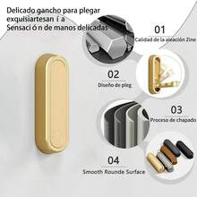 Perchero de pared montado con ganchos retro, baño, percheros metálicos, gancho colgador de ropa individual para entrada, armario de abrigos, montaje en pared - Dorado - Ver 3