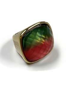 1pc 14K Gold Plated Stainless Steel Large Gemstone Decorated Square Ring For Men And Women, Luxurious & Elegant - Gemstone - View 32