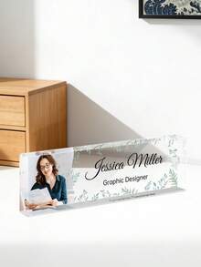 Custom Name Plates For Desks With Photo/Logo-16styles,Desk Name Plate Personalized, Personalized Clear Acrylic Glass Block, Office Gifts For Cowrkers, Boss, Teacher/Employee Appreciation Gifts Office Desk Decor For Women Men, Acrylic Desk Accessories, Office Gifts For Boss, Employee Appreciation Gifts