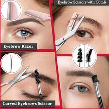 8-In-1 Women's Eyebrow Grooming Kit, Includes Tweezers, Eyebrow Scissors, Razor, Eyebrow Brush And Travel Pouch, Daily Beauty Hair Removal Tool - Pink - View 6