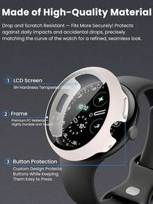 para Google Pixel Watch 4 45mm Funda Protectora de PC Duro con Protector de Pantalla de Vidrio Templado, Carga Amigable con la Funda -Negro - Blanco - Ver 8