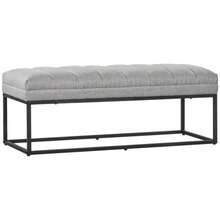 HOMCOM Bench, Linen Look, Upholstered Bench For Bedroom, Bed Bench, Dressing Table Bench, Up To 200 Kg, Steel, Light Grey, 120 X 44 X 45.5 Cm - Light Grey - View 9