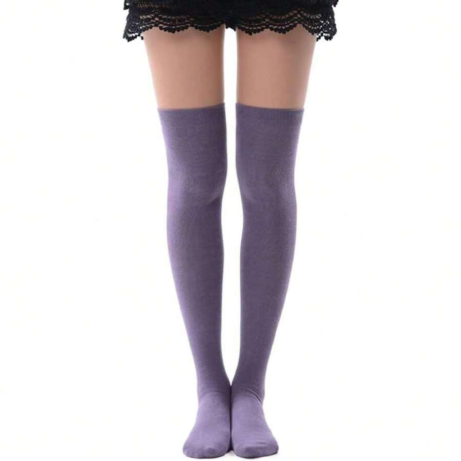 Women's Over Knee High Socks, Tube Dresses Fashion Cotton Thigh High Socks Stockings Cosplay Socks,36065527 - 紫色 - 查看 1