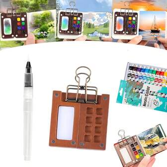 5 Parçalı Mini Taşınabilir Akrilik Boya Karıştırma Paleti Seti, Entegre Karıştırma Alanı, Plastik Seyahat Çizim Seti, Klipsler ve Suluboya Fırçası, Sanatçılar İçin Uygun, Boş Kutu - Açık Hava Çizim ve Resim Sehpası Aksesuarları