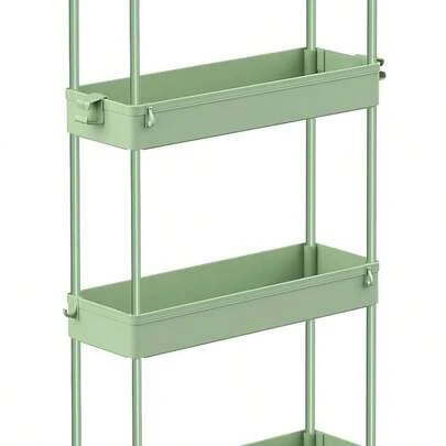 SPACEKEEPER Slim Rolling Storage Cart 4 Tier Bathroom Organizer Utility Cart Mobile Shelving Unit Tower Rack For Kitchen, Laundry Room, Bathroom, Narrow Places, Pink