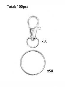 100pcs Christmas Lobster Clasp Keychains, 50pcs Key Chains, 50pcs Keyrings, DIY Craft, Valentine's Day Gift, Unisex, 1.25 Inch/32mm (10pcs Lanyards + 10pcs Keyrings) - Gold - View 16