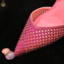 QueenYan Women's Elegant Shoes And Bag Set, Hollow Design Acrylic Square Bag, Sexy Rhinestone Embellished High Heels, Suitable For Parties And Daily Wear - Hot Pink - View 6