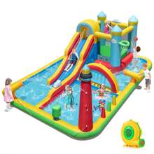 Lifezeal Inflatable Water Park With Ocean Balls Climbing Wall Ball Pit Toss Ring Toss Game - Multicolor - View 10