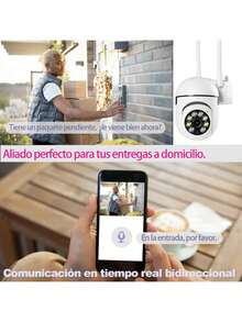 1/2/4pcs cámaras de WiFi, detección de movimiento y alarma de audio, con visión nocturna a color, montaje en pared, para del hogar en interiores y exteriores, con foco y sirena, cámara con audio bidireccional - 4 piezas - Ver 4