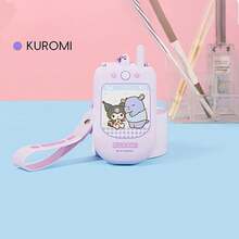 Miniso 1个库洛米系列折叠式口袋镜，可爱造型，带挂绳，塑料材质，化妆/装饰镜 - 淡紫色 - 查看 1