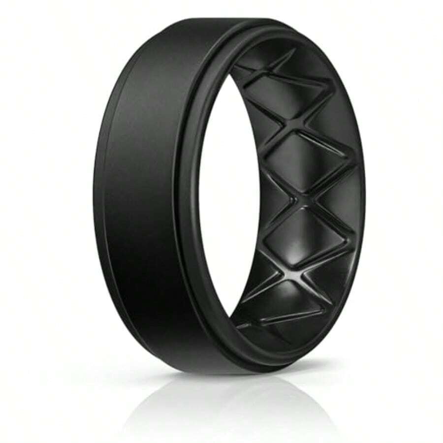 Egro - Anillos de silico para hombre 1/4/5/6/7 paquete múltiple de anillos de boda de goma de silico transpirables para hombre borde escalodo - como en la foto - Ver 1