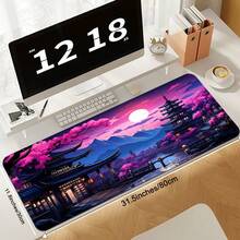 1pc High-Definition Extra Large Japanese Pagoda & Landscape Desian Gaming Mouse Pad Non-Slip Premium Base Precision Stitched Edges, Rectangular Desk Mat For Office Study, Home Decor - Multicolor - View 7
