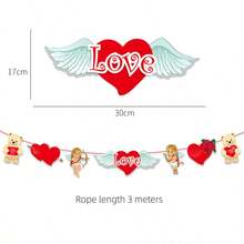 情人节挂饰彩旗串红色爱心纸质横幅门挂装饰品婚礼生日周年纪念派对装饰