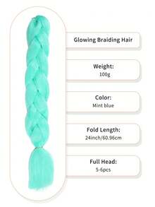White Pink Blue Green Braiding Hair Jumbo Box Braids Hair Extensions Glow In The Dark Hair Knotless Braiding Hair Luminous Jumbo Braiding Hair Glow In The Dark Hair Extensions For Christmas, New Year, Carnival, Music Festival St Patricks Day(1 Pc 24inch) - Multicolor - View 4