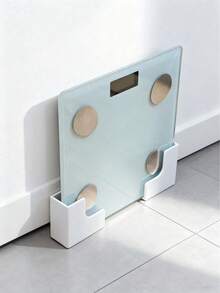 Bathroom/Kitchen Cabinet Storage Rack With Smart Scale - No Drilling Required, Includes Adhesive/Installation Accessories, White Modern Design, Weight Sensor, Durable Plastic, Space-Saving, Upper Shelf And Lower Storage, Suitable For Storing Toilet Paper, Towels, Medicine - Perfect For Small Bathrooms - Multicolor - View 2