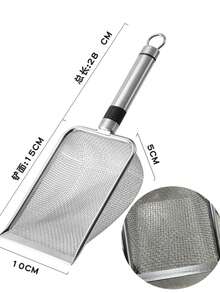 1pc 2.8mm Mesh Stainless Steel Long Handle Deep Non-Stick Coated Metal Cat Litter Scoop Shovel For Cat Litter Box, Small Pet Waste Scooper, Reptile Sand Beach Shovel - Multicolor - View 8