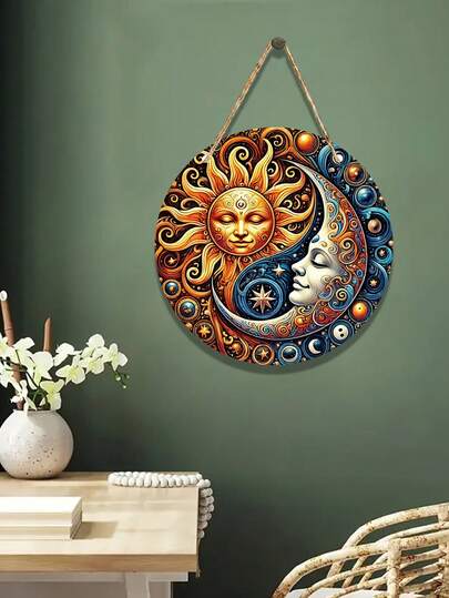 Yin Yang Sun Moon Wooden Wall Decor, Vintage Wooden Sign, Ideal Indoor/Outdoor Decoration For Bedroom, Living Room, Office, Study, Dining Room, Cafe, Entryway, And Garage. Yin Yang, Sun Moon, Wooden Sign, Vintage Style, Wall Decor Is The Perfect Choice For Room Decoration.