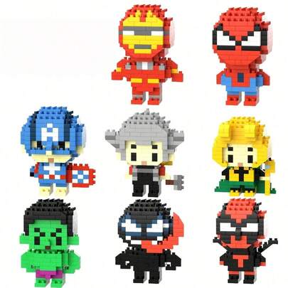 Bloques de construcción lindos, que incluyen Deadpool y Treeman, son adecuados para la ciencia educativa DIY, adornos decorativos de escritorio para entusiastas de los bloques de construcción y juguetes de figuras de bloques de construcción. Son regalos de cumpleaños ideales, accesorios para fotos de fiestas de cumpleaños y útiles escolares. Son regalos de cumpleaños adecuados y juguetes de personajes de dibujos animados.