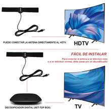 [Linkbits] Antena de TV digital HD para interiores - Admite recepción UHF, excelente calidad de recepción - Paquete de 1, negra, con cable de 1,5 m, cable HD con conector tipo F - Negro - Ver 2