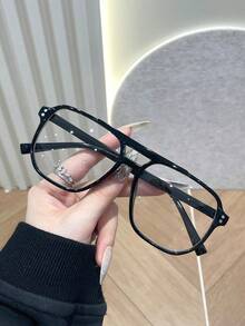 1 Stück Plastik geometrischer Vollrahmen personalisierte klassische ästhetische Freundin Stil Frauen klare Brille für Alltag, Lesen, Büro, TV schauen, Spielen Zubehör - Transparent - Übersicht 9