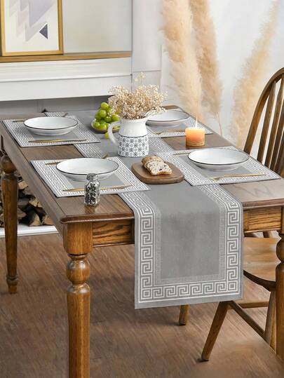 1/2/4/6/8 件套 - 优雅简约纯灰色餐垫、桌旗，简约中式设计 - 适用于节日宴会和日常厨房、餐厅、杯垫、长方形装饰、家居装饰、完美礼品餐垫、派对餐垫、壁炉架围巾壁炉装饰、玻璃门窗帘装饰、家居装饰、玄关装饰、餐桌装饰、房间装饰、床巾、新年装饰、马年装饰。