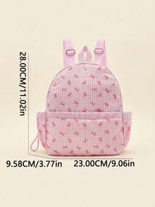 1pc Customized Bow Print Cute Backpack, Casual Multifunctional Travel Backpack Can Be Embroidered With Name/Letter, Suitable As Gift For Children, Teenagers, Back To School, Children's Day - Multicolor - View 7