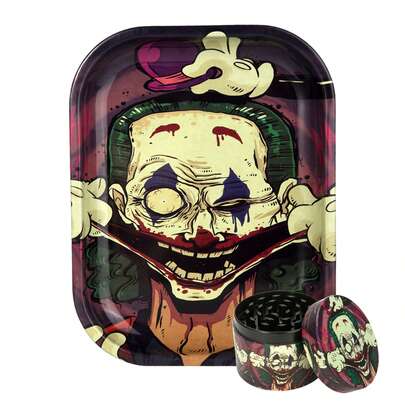 2 Pieces Joker Rolling Tray And Herb Grinder Set