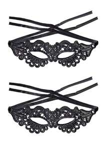 Lace Half Face Mask, Women's Halloween Masquerade Prop, Sexy Black Eyemask - Black - View 12