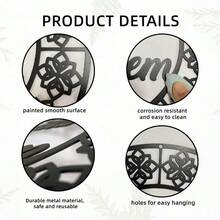 1pc Black Metal Decorative Hanging Piece With Islamic Calligraphy & Lotus Flower Design, Suitable For Home, Bedroom, Living Room, Kitchen, Study, Coffee Shop, Office, Ramadan Kareem, Valentine's Day, New Year Party Decor - Black - View 4