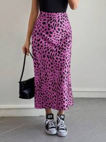 QIANZHIDU 豹纹半身裙，派对装，办公装，迷你裙，音乐节休闲户外装，街头时尚，秋季装，校服，情人节装，约会上衣，西部优雅休闲复古风女装，商务休闲教师装，新年派对半身裙，感恩节装。 - 玫紅色 - 查看 3