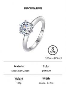 1pc Fashion Cubic Zirconia Decor Silver Ring For Women For Wedding Jewelry Engagement Bridal Jewelry - Silver - View 8