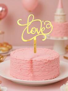 1/3 chiếc phụ kiện trang trí bánh cưới chữ "Tình yêu", phụ kiện trang trí bánh bằng acrylic cho ngày Valentine, kẹp bánh sinh nhật bằng PMMA, đồ trang trí bánh, đồ trang trí làm bánh, dụng cụ làm bánh, phụ kiện nhà bếp - Vàng - Xem 2