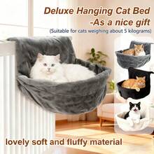 1pc Hanging Cat Radiator Bed, Pet Warm Wool Basket Cradle Hammock, Luxury Hanging Cat Bed, Foldable Cat Hammock, Light Gray, Can Be Used With Cat Entertainment Devices - Multicolor - View 13