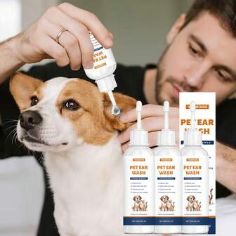 3pcs Pet Ear Cleaner, Removes Dirt And Earwax, Eliminates Odor, Gentle Pet Ear Wash Liquid, Suitable For Dogs And Cats, 120ml