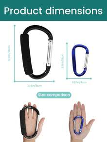 Baby Stroller Hooks For Hanging Diaper Bags - Universal Stroller Clips And Hooks, 5.5 Inch+3 Inch Heavy Duty Aluminum Carabiner Clip, One-Handed Operation, Baby Travel Essential