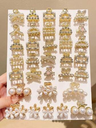 8/10 piezas Pinzas para el cabello de mujer de metal y brillo, Pinzas para el cabello elegantes, Accesorios de moda, Accesorios para el cabello, Herramientas para el cabello, Accesorios de belleza, Accesorios para rizar, Otoño, Viaje, Accesorios para el cabello de mujer