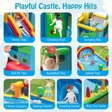 Lifezeal Inflatable Water Park With Ocean Balls Climbing Wall Ball Pit Toss Ring Toss Game - Multicolor - View 5