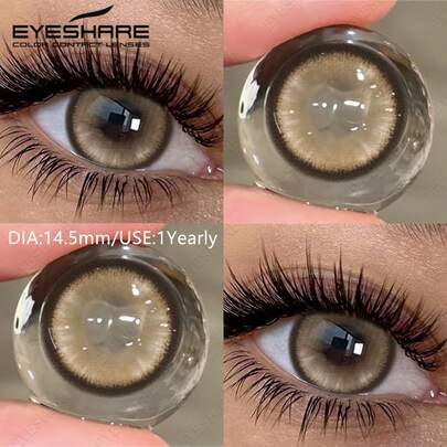 EYESHARE Novo par de lentes de contato coloridas para cosplay de anime, verde, marrom, para maquiagem anual ,14.5mm-(sem grau) - Sem estojo para lentes de contato
