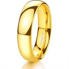 TRUMIUM 2mm 4mm 6mm 8mm Tungsten Wedding Band Ring for Men Women Gold/Rose Gold/Silver Domed High Polish Comfort Fit 4-15 - Chapadoenorode24quilatesde6mm - Ver 1