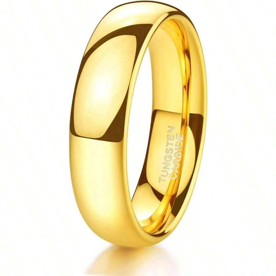 TRUMIUM 2mm 4mm 6mm 8mm Tungsten Wedding Band Ring for Men Women Gold/Rose Gold/Silver Domed High Polish Comfort Fit 4-15 - Chapadoenorode24quilatesde6mm - Ver 1