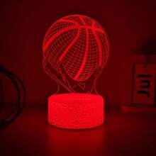 1pc LED Lamp, Touch Sensitive 7-Color Changing, Handheld Basketball 3D Night Light, USB Powered, Home Bedroom Bedside Party Desk Decor Mood Lamp, Holiday Birthday Gift - Multicolor - View 3