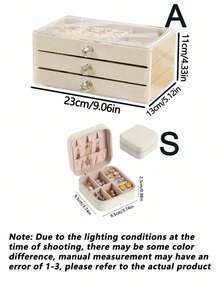 3-stöckige Samt-Schmuckbox, Schubladenart Schmuckorganizer-Box für Halsketten, Ohrringe, Ringe, Geschenk für Frauen und Mädchen, große Kapazität tragbare Schmuckbox, Badezimmer Aufbewahrungsbox, Schreibtisch Schubladenbox, stapelbare Schmuckbox, Schubladenart Schmuckbox, Ring Box Ohrring Organizer, Schubladenart Schmuckbox, 3-lagige Acryl-Samt-Schmuckbox - Verschiedenfarbig - Übersicht 11