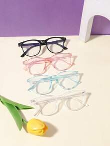 4副青少年（12-16岁）休闲聚碳酸酯方形镜框防蓝光眼镜，轻巧镜框，适合日常阅读和校园生活搭配，附眼镜盒 - 彩色 - 查看 13